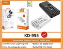 Power Bank 20.000mAh 4 Cabos Kaidi KD-955 - Caixa Fechada 60 Unidades