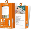 Carregador de Tomada 3 USB 3,1A Kaidi KD-557 - Cabo Lightning - Caixa Fechada 200 Unidades