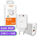 Carregador de Tomada Turbo GaN 35W Kaidi KD-671 - Sem Cabo - Caixa Fechada 120 Unidades