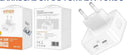 Carregador de Tomada USB-C 35W 2 Saídas Kaidi KNC-3701