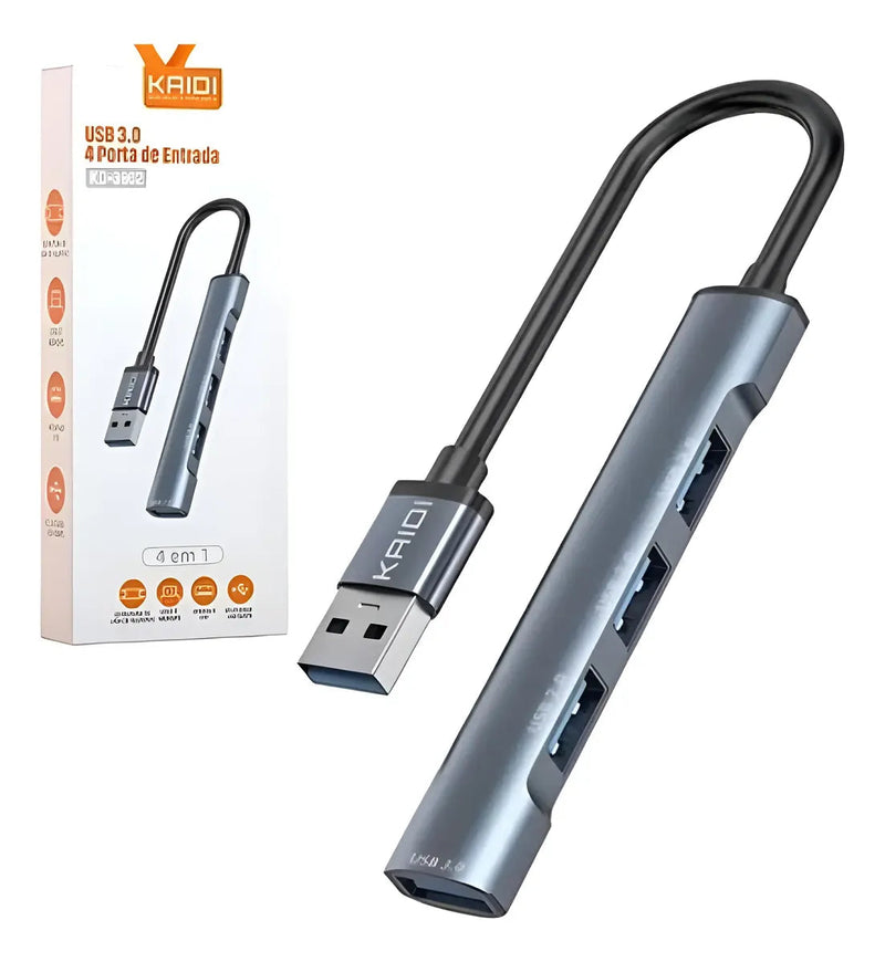 Adaptador Hub USB 3.0 4 Portas Kaidi KD-3802 - Caixa Fechada 600 Unidades