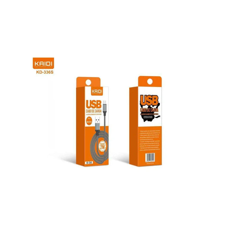 Cabo de Carregamento USB 2M Kaidi KD-336 - Cabo USB-C - Caixa Fechada 200 Unidades